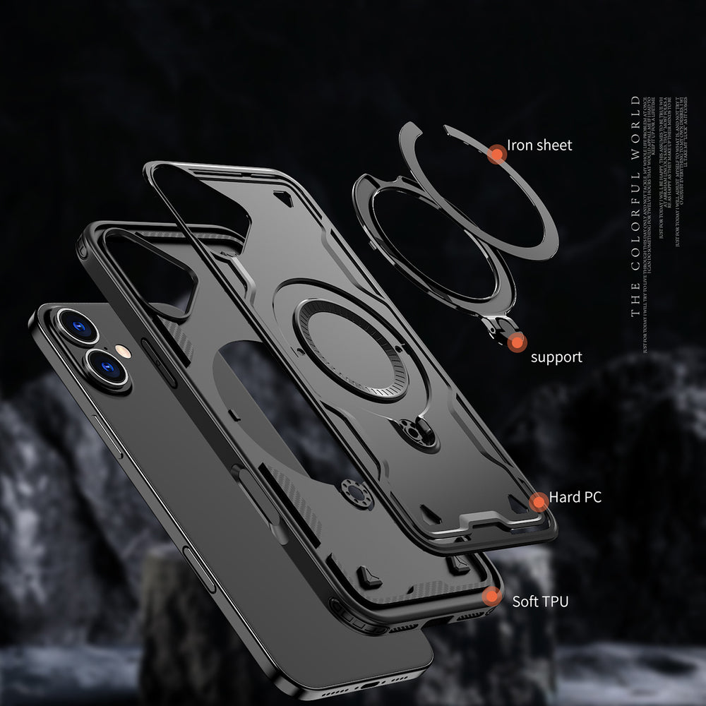Hybrid Armor Trendy Case med MagSafe til iPhone 16 - sort