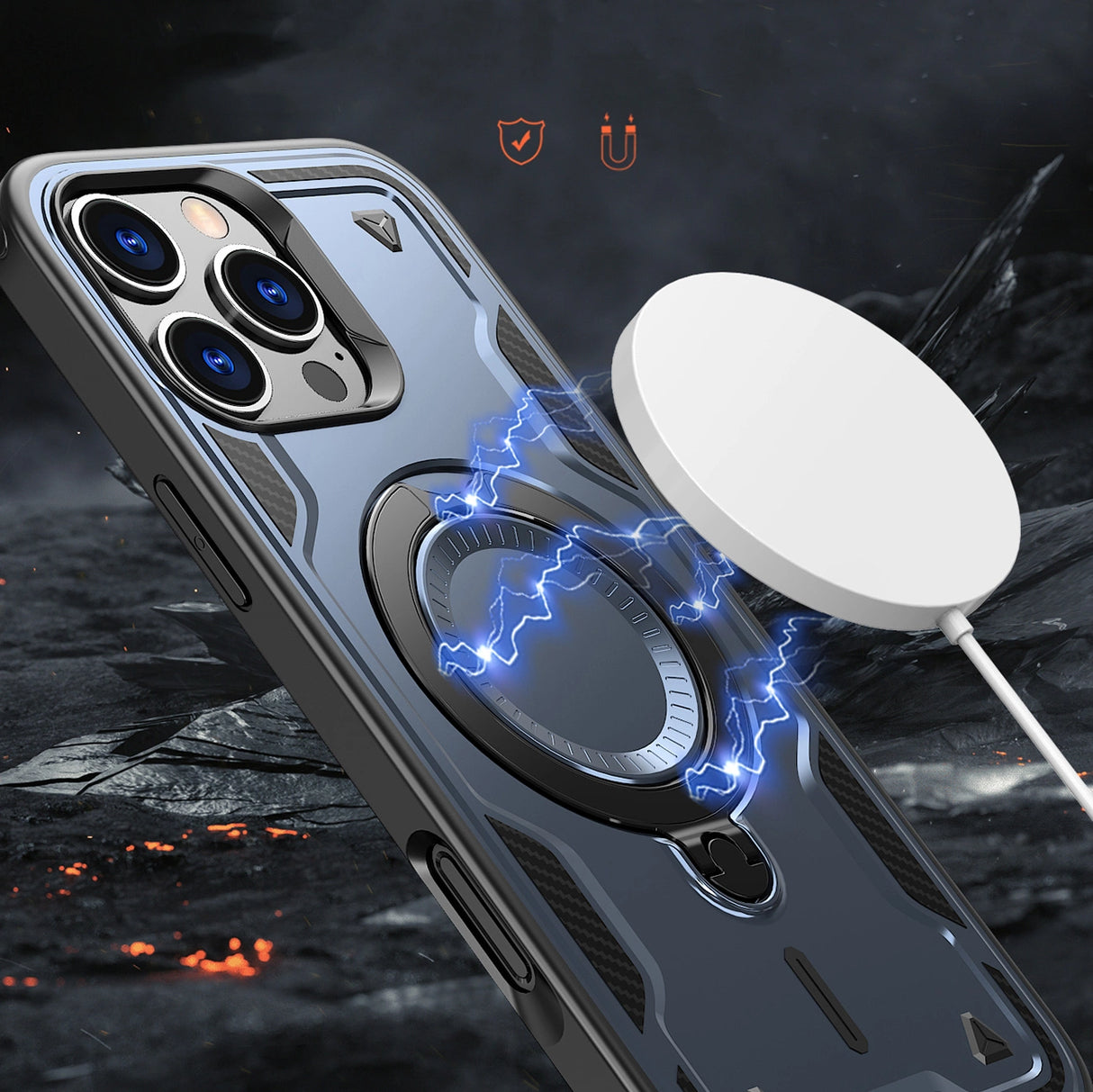 Hybrid Armor Trendy Case med MagSafe til iPhone 16 Pro - Blå