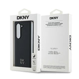 DKNY Magsafe Plain Leather Metal Stack Logo Case for Samsung Galaxy Z Fold 6 - Black