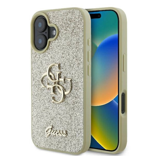 Guess Fixed Glitter Big 4G Case for iPhone 16 Plus - Gold