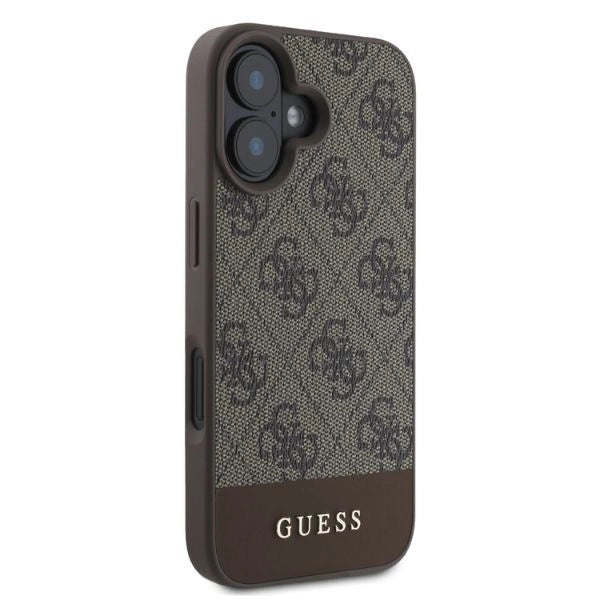 Guess 4G Bottom Stripe iPhone 16 Case - Brown