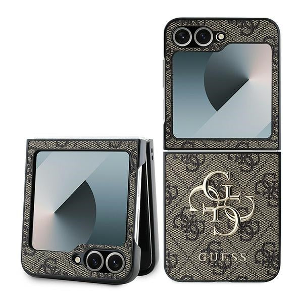 Guess læder 4G Metal Logo Case til Samsung Galaxy Z Flip 6 - Brown