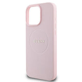 Guess MagSafe Grained Gold Ring iPhone 15 Pro Max Case - Pink