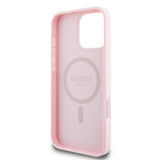 Guess MagSafe Grained Gold Ring iPhone 15 Pro Max Case - Pink