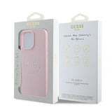 Guess MagSafe Grained Gold Ring iPhone 15 Pro Max Case - Pink