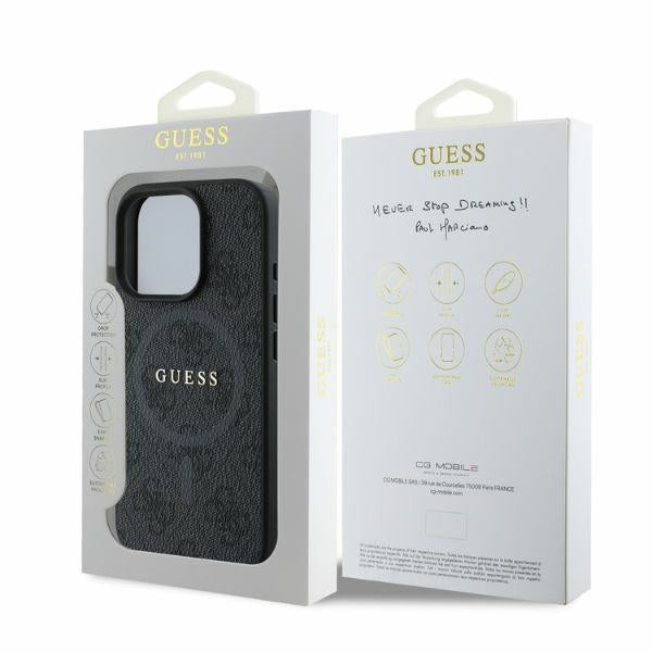 Guess 4G Ring Classic Logo MagSafe-hylster til iPhone 16 Pro - sort