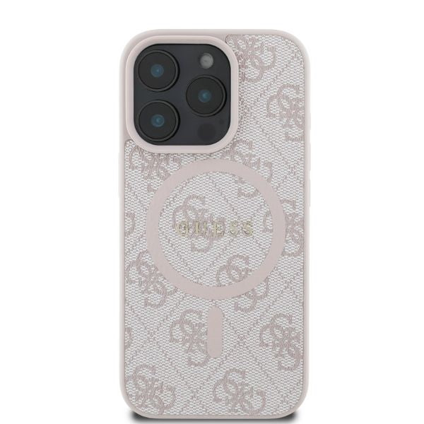 Guess 4G Ring Classic Logo MagSafe iPhone 16 Pro Case - Pink