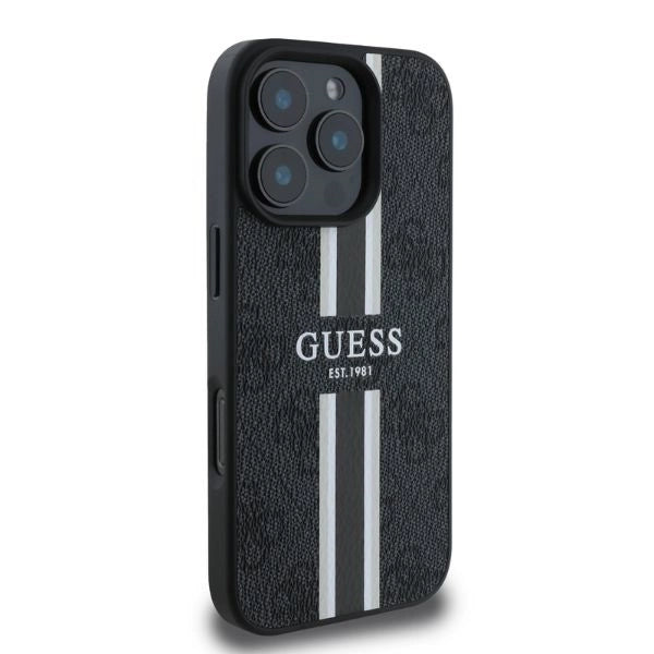 Guess 4G Printed Stripes MagSafe case for iPhone 16 Pro - black