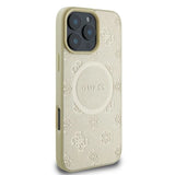 Guess Saffiano Peony Classic Logo MagSafe-hylster til iPhone 16 Pro - guld