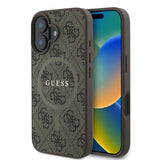 Guess 4G Ring Classic Logo MagSafe iPhone 16 Plus Case - Brown