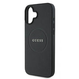 Guess Grained Gold Ring MagSafe case for iPhone 16 Plus - black