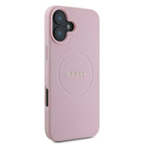 Guess Grained Gold Ring MagSafe iPhone 16 Plus Case - Pink