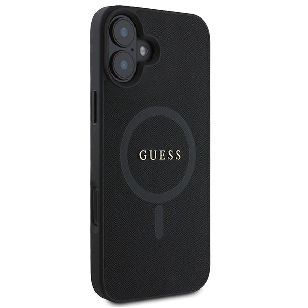 Guess Saffiano Classic Logo MagSafe iPhone 16 Plus Hylde - sort