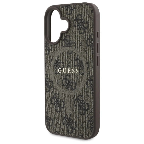 Guess 4G Ring Classic Logo MagSafe iPhone 16 Case - Brown