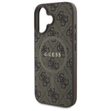 Guess 4G Ring Classic Logo MagSafe iPhone 16 Case - Brown