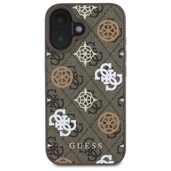 Guess 4G Printed Stripes MagSafe iPhone 16 Case - Brown