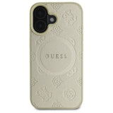 Guess Saffiano Peony Classic Logo MagSafe-fodral til iPhone 16 - guld