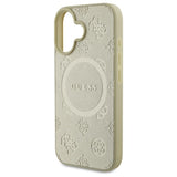 Guess Saffiano Peony Classic Logo MagSafe-fodral til iPhone 16 - guld