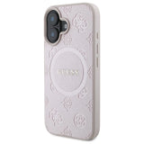 Guess Saffiano Peony Classic Logo MagSafe iPhone 16 Case - Pink