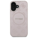Guess Saffiano Peony Classic Logo MagSafe iPhone 16 Case - Pink