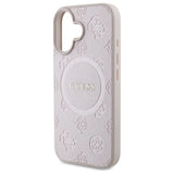 Guess Saffiano Peony Classic Logo MagSafe iPhone 16 Case - Pink