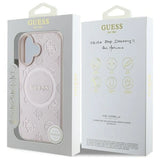 Guess Saffiano Peony Classic Logo MagSafe iPhone 16 Case - Pink