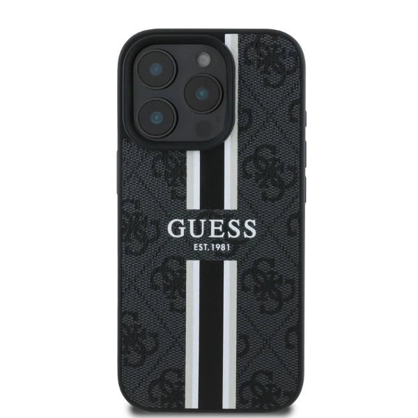 Guess 4G Printed Stripes MagSafe case til iPhone 16 Pro Max - sort