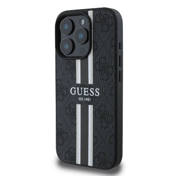 Guess 4G Printed Stripes MagSafe case til iPhone 16 Pro Max - sort