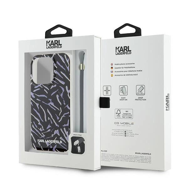 Karl Lagerfeld Zebra With Cord iPhone 15 Pro Max Case - Purple