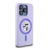 Karl Lagerfeld Silicone Karl&Choupette Heads Ring MagSafe Case for iPhone 15 Pro - Purple