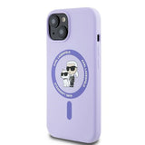 Karl Lagerfeld Silicone Karl&Choupette Heads Ring MagSafe iPhone 15 Case - Purple
