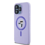 Karl Lagerfeld Silicone Karl&Choupette Heads Ring MagSafe Case for iPhone 15 Pro Max - Purple