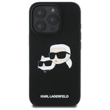 Karl Lagerfeld Silicone Case Heads Print MagSafe for iPhone 16 Pro - Black