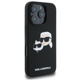 Karl Lagerfeld Silicone Case Heads Print MagSafe for iPhone 16 Pro - Black
