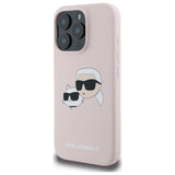 Karl Lagerfeld Silicone Nauble Heads Print MagSafe Case for iPhone 16 Pro - Pink