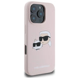 Karl Lagerfeld Silicone Nauble Heads Print MagSafe Case for iPhone 16 Pro - Pink