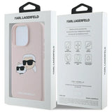 Karl Lagerfeld Silicone Nauble Heads Print MagSafe Case for iPhone 16 Pro - Pink