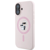 Karl Lagerfeld Silicone Karl&Choupette Heads Ring MagSafe Case for iPhone 16 Plus - Pink