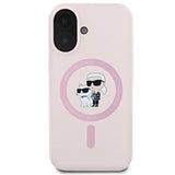 Karl Lagerfeld Silicone Karl&Choupette Heads Ring MagSafe Case for iPhone 16 Plus - Pink