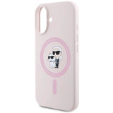 Karl Lagerfeld Silicone Karl&Choupette Heads Ring MagSafe Case for iPhone 16 Plus - Pink