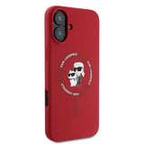 Karl Lagerfeld Silicone Karl&Choupette Heads Ring MagSafe Case for iPhone 16 Plus - Red