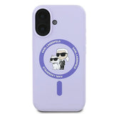 Karl Lagerfeld Silicone Karl&Choupette Heads Ring MagSafe Case for iPhone 16 Plus - Purple