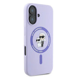 Karl Lagerfeld Silicone Karl&Choupette Heads Ring MagSafe Case for iPhone 16 Plus - Purple
