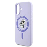 Karl Lagerfeld Silicone Karl&Choupette Heads Ring MagSafe Case for iPhone 16 Plus - Purple