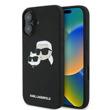 Karl Lagerfeld Silicone Case Nauble Heads Print MagSafe for iPhone 16 Plus - Black