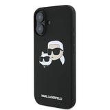 Karl Lagerfeld Silicone Case Nauble Heads Print MagSafe for iPhone 16 Plus - Black