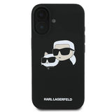 Karl Lagerfeld Silicone Case Nauble Heads Print MagSafe for iPhone 16 Plus - Black