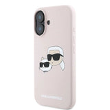 Karl Lagerfeld Silicone Nauble Heads Print MagSafe Case for iPhone 16 Plus - Pink
