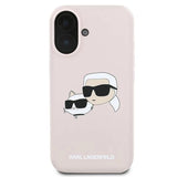 Karl Lagerfeld Silicone Nauble Heads Print MagSafe Case for iPhone 16 Plus - Pink