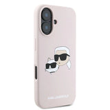 Karl Lagerfeld Silicone Nauble Heads Print MagSafe Case for iPhone 16 Plus - Pink